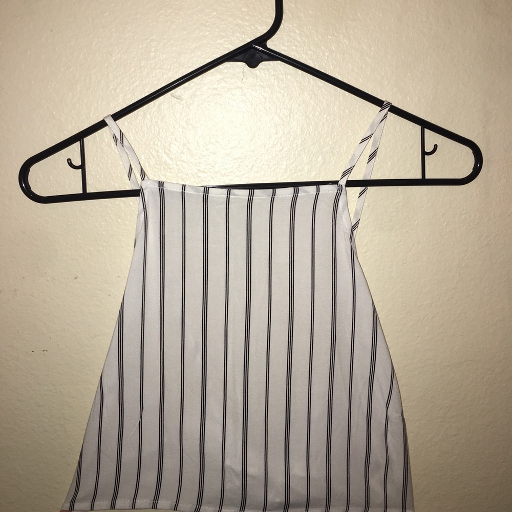 black and white striped crop top